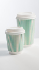 paper cup of coffee on white background