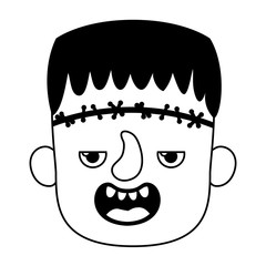 cute little boy head with frankenstein costume