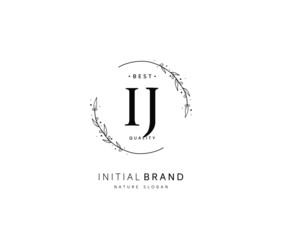 I J IJ Beauty vector initial logo, handwriting logo of initial signature, wedding, fashion, jewerly, boutique, floral and botanical with creative template for any company or business.