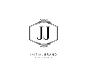 J JJ Beauty vector initial logo, handwriting logo of initial signature, wedding, fashion, jewerly, boutique, floral and botanical with creative template for any company or business.