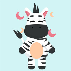 Fototapeta na wymiar Cute zebra child character with a calm expression vector illustration