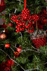 Fototapeta na wymiar festive Christmas tree decoration in red