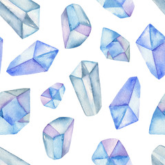 Watercolor seamless pattern arctic ice crystals