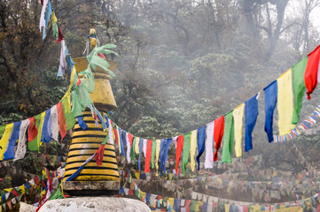 Small stupa with prayer flags