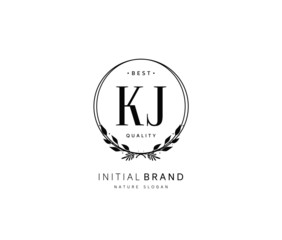 K J KJ Beauty vector initial logo, handwriting logo of initial signature, wedding, fashion, jewerly, boutique, floral and botanical with creative template for any company or business.