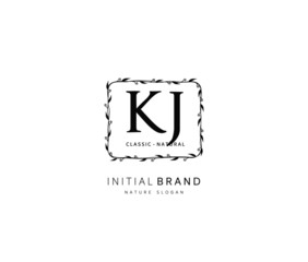 K J KJ Beauty vector initial logo, handwriting logo of initial signature, wedding, fashion, jewerly, boutique, floral and botanical with creative template for any company or business.