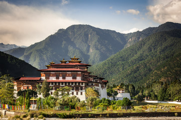 Punakha Dzong against mountains