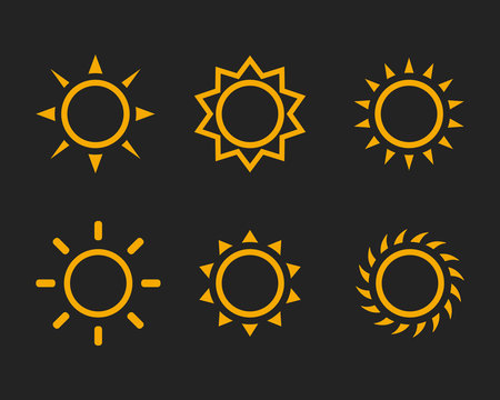 Sun icon set symbol vector