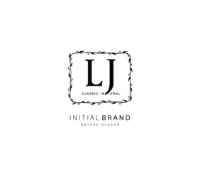 L J LJ Beauty vector initial logo, handwriting logo of initial signature, wedding, fashion, jewerly, boutique, floral and botanical with creative template for any company or business.