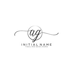 AG Initial handwriting logo with circle template vector.