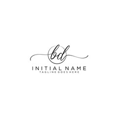 BD Initial handwriting logo with circle template vector.