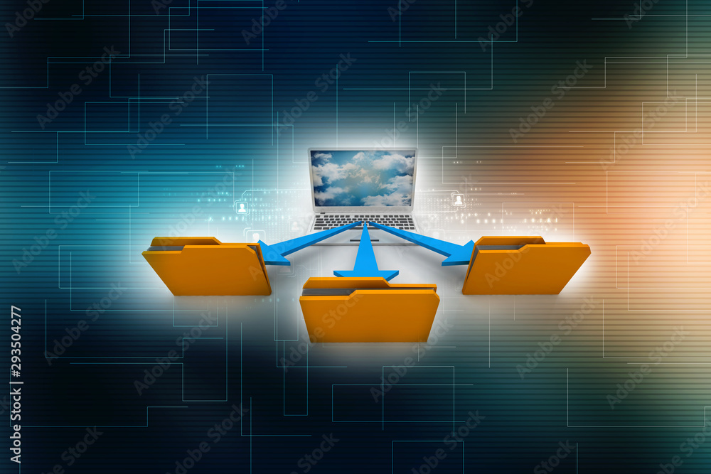 Poster 3d rendering technology computer network