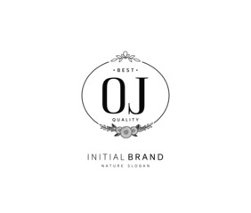 O J OJ Beauty vector initial logo, handwriting logo of initial signature, wedding, fashion, jewerly, boutique, floral and botanical with creative template for any company or business.