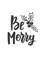 Simple Christmas card. Hand drawn text and holiday symbols