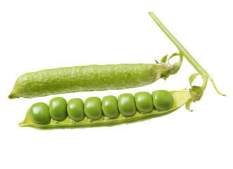 Fresh peas isolated on white background 