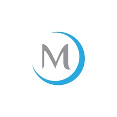 Simple, illustration round letter M vector on the white background