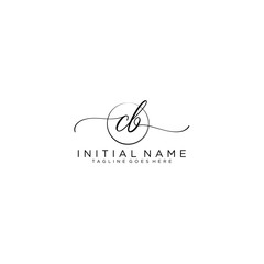 CB Initial handwriting logo with circle template vector.