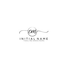 CM Initial handwriting logo with circle template vector.