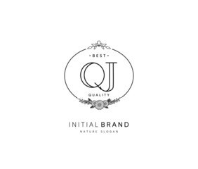 Q J QJ Beauty vector initial logo, handwriting logo of initial signature, wedding, fashion, jewerly, boutique, floral and botanical with creative template for any company or business.