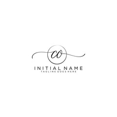 CO Initial handwriting logo with circle template vector.