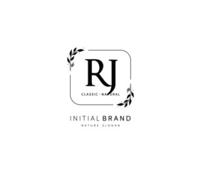 R J RJ Beauty vector initial logo, handwriting logo of initial signature, wedding, fashion, jewerly, boutique, floral and botanical with creative template for any company or business.