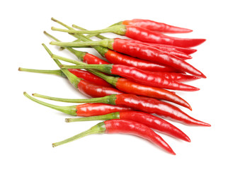 Red chili peppers on white background