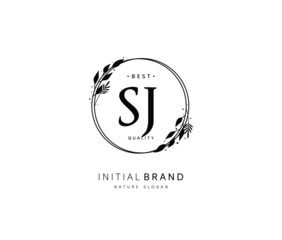 S J SJ Beauty vector initial logo, handwriting logo of initial signature, wedding, fashion, jewerly, boutique, floral and botanical with creative template for any company or business.