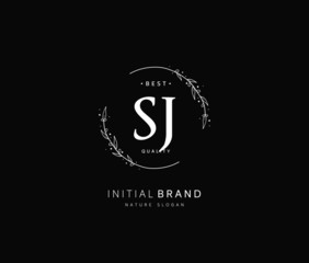S J SJ Beauty vector initial logo, handwriting logo of initial signature, wedding, fashion, jewerly, boutique, floral and botanical with creative template for any company or business.