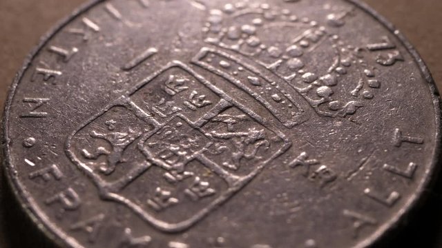 Close up of a detailed old coins