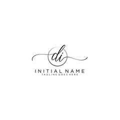 DI Initial handwriting logo with circle template vector.