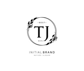 T J TJ Beauty vector initial logo, handwriting logo of initial signature, wedding, fashion, jewerly, boutique, floral and botanical with creative template for any company or business.