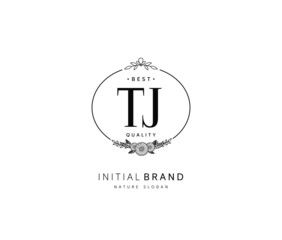 T J TJ Beauty vector initial logo, handwriting logo of initial signature, wedding, fashion, jewerly, boutique, floral and botanical with creative template for any company or business.