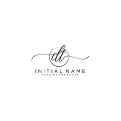 DT Initial handwriting logo with circle template vector.