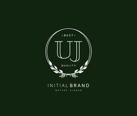 U J UJ Beauty vector initial logo, handwriting logo of initial signature, wedding, fashion, jewerly, boutique, floral and botanical with creative template for any company or business.