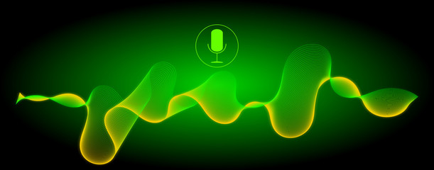 Voice Recognition with a microphone and soundwaves - illustration