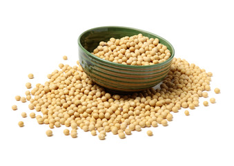 soy beans on white background.