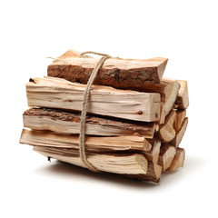 Pile of firewood isolated on a white background
