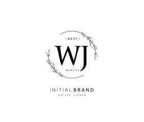 W J WJ Beauty vector initial logo, handwriting logo of initial signature, wedding, fashion, jewerly, boutique, floral and botanical with creative template for any company or business.