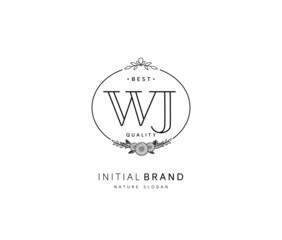 W J WJ Beauty vector initial logo, handwriting logo of initial signature, wedding, fashion, jewerly, boutique, floral and botanical with creative template for any company or business.