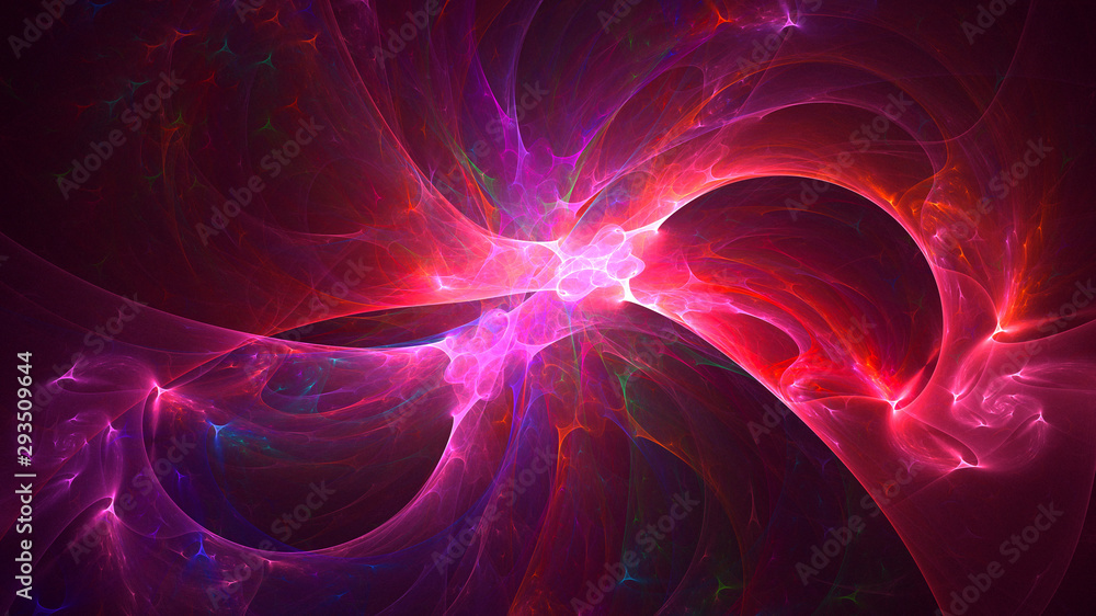 Poster 3d rendering abstract fractal electromagnetic background