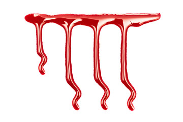 Red blots isolated on white background. Top view.