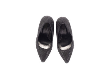 Black high heels shoes isolated on white background.