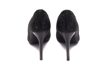 Black high heels shoes isolated on white background.