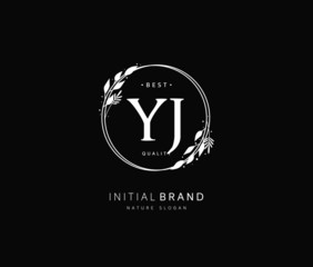 Y J YJ Beauty vector initial logo, handwriting logo of initial signature, wedding, fashion, jewerly, boutique, floral and botanical with creative template for any company or business.