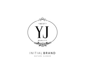 Y J YJ Beauty vector initial logo, handwriting logo of initial signature, wedding, fashion, jewerly, boutique, floral and botanical with creative template for any company or business.