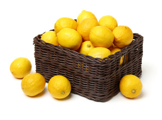 Ripe lemons on white background