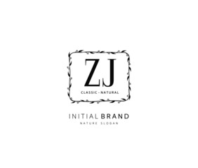 Z J ZJ Beauty vector initial logo, handwriting logo of initial signature, wedding, fashion, jewerly, boutique, floral and botanical with creative template for any company or business.