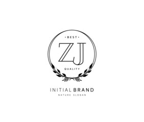 Z J ZJ Beauty vector initial logo, handwriting logo of initial signature, wedding, fashion, jewerly, boutique, floral and botanical with creative template for any company or business.