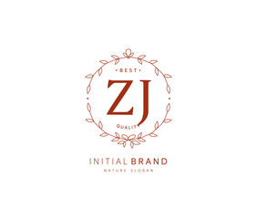 Z J ZJ Beauty vector initial logo, handwriting logo of initial signature, wedding, fashion, jewerly, boutique, floral and botanical with creative template for any company or business.