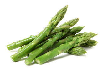 Effective Boiled asparagus on white background